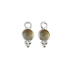 Round 4mm Labradorite Pendant Bezel-Set Silver Charm for DIY