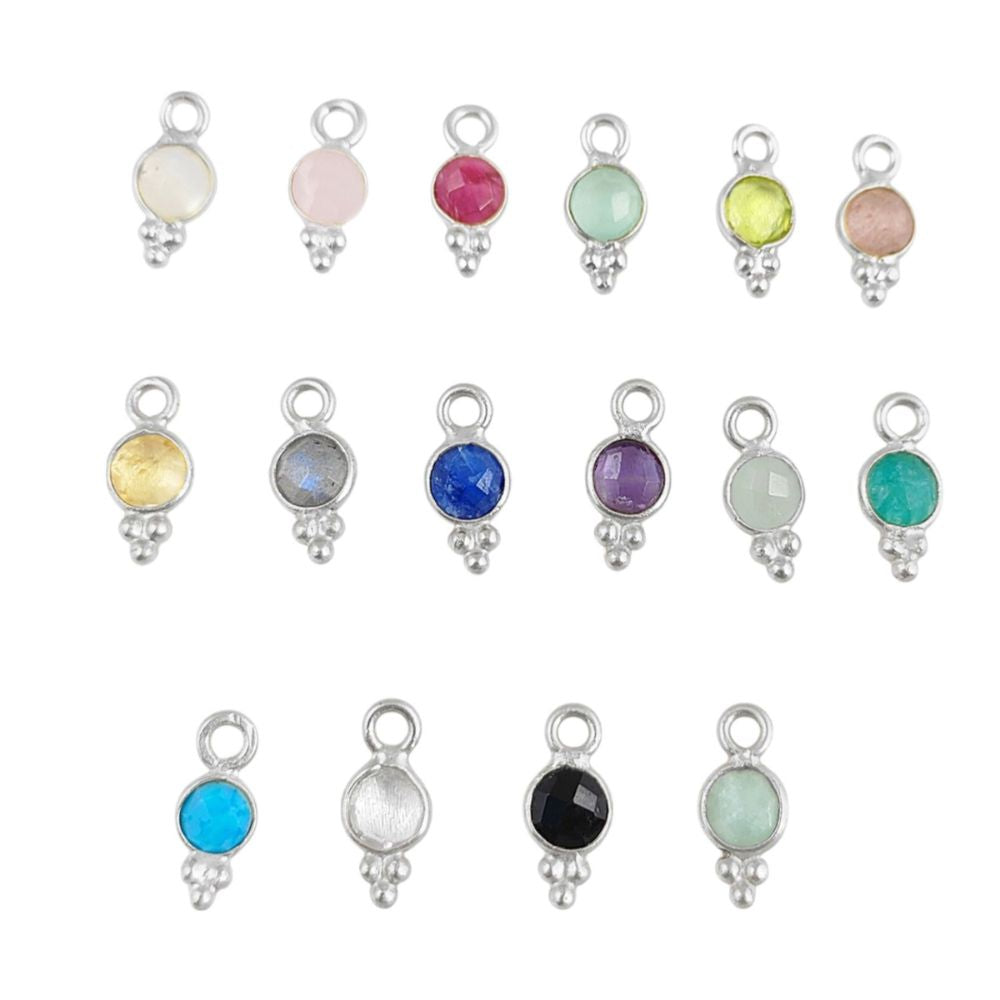 High-Quality 4mm Multi-Gemstone Bezel Pendant in Sterling Silver – Perfect for DIY Jewelry Creations