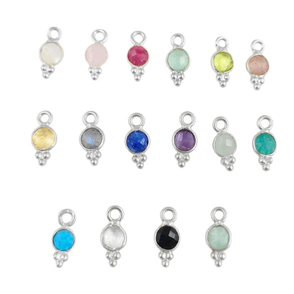 Tiny Rainbow Moonstone Pendant Sterling Silver Jewelry