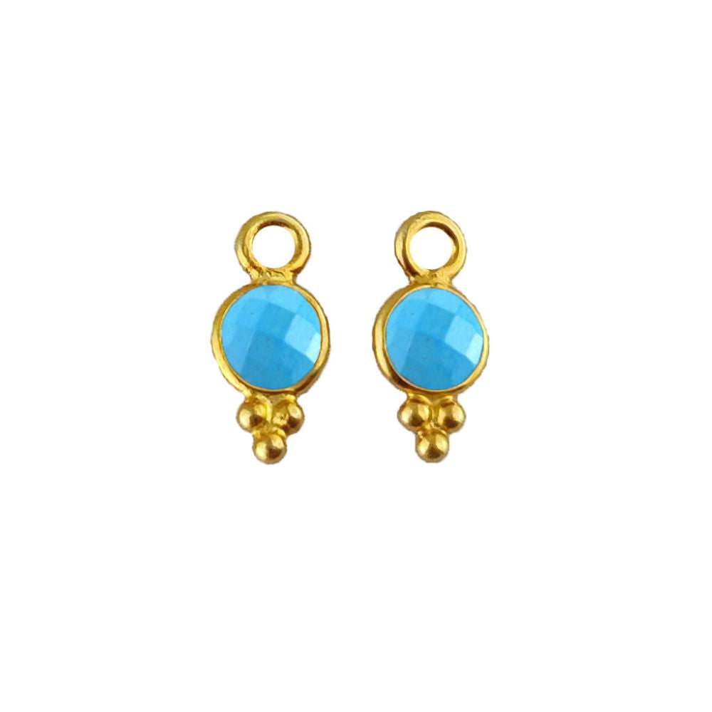 4mm Turquoise Pendant Minimalist Gold Vermeil Charms for Jewelry Making