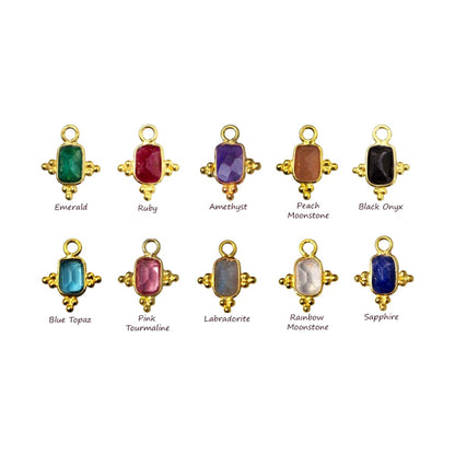 4x6mm Rectangle Bezel Gemstone Connector Gold Plated Faceted Stone Link for Jewelry Making