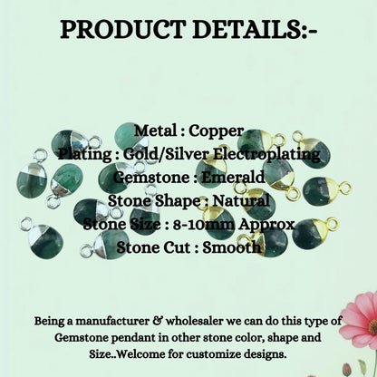 Smooth Polished Genuine Emerald Tumble Pendant 8–10mm Healing Crystal Birthstone Charm for Handmade Jewelry- Selling Per Piece