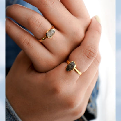 Handmade All Birthstone Raw Gemstone Statement Rings Gold Electroplated Minimalist Jewelry For Gift- Selling Per Piece