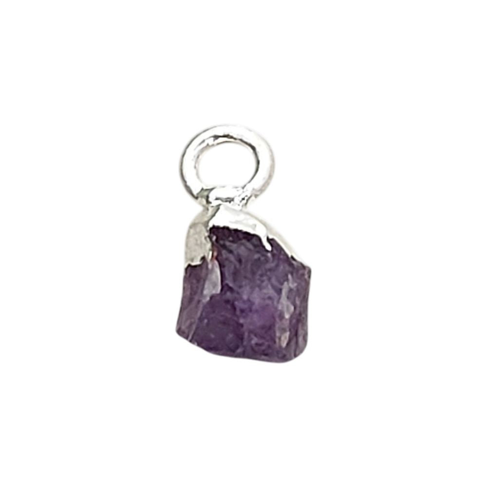 5–7mm Natural Amethyst Rough Gemstone Charms, Raw Purple Crystal Pendant with Electroplated Cap, Tiny Boho Jewelry Making Supplies