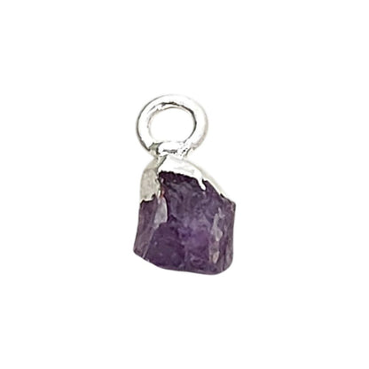 5–7mm Natural Amethyst Rough Gemstone Charms, Raw Purple Crystal Pendant with Electroplated Cap, Tiny Boho Jewelry Making Supplies