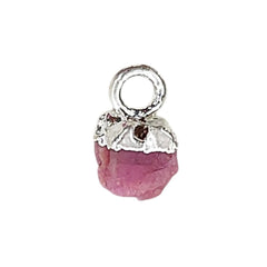 5–7mm Natural Ruby Gemstone Charms, Raw Pink Red Crystal Pendants for Elegant Jewelry Making