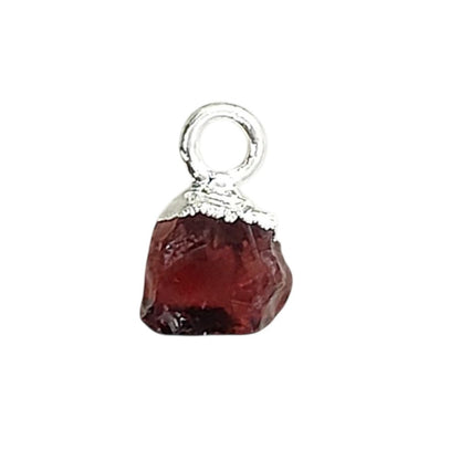 5–7mm Red Garnet Gemstone Charms, Natural Raw Crystal Pendants with Electroplated Cap for DIY Jewelry, Earrings Necklace Supplies