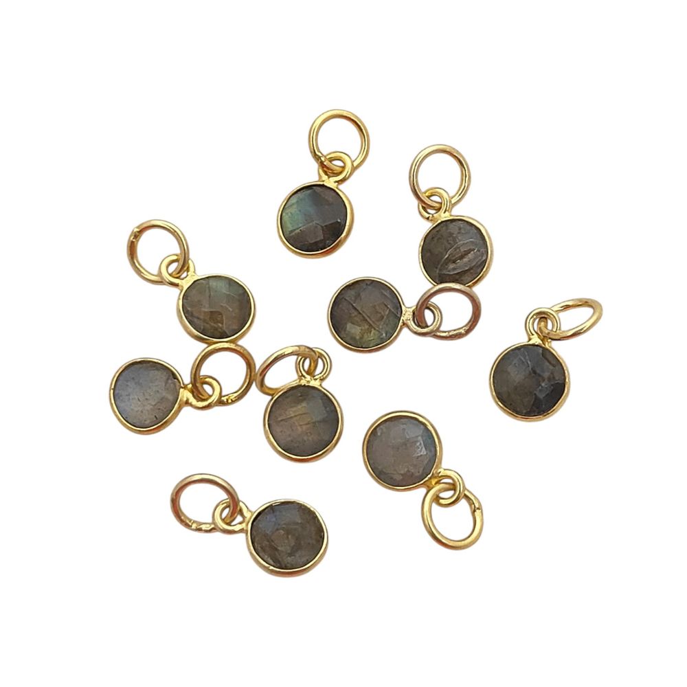 Gold Vermeil & Sterling Silver Labradorite Pendant Handmade 6mm Faceted Gemstone Necklace Charm for Her- Selling Per Piece