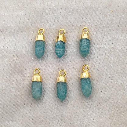 Amazonite Spike Pendant Gold/Silver Electroplated Raw Crystal Charm for DIY Jewelry & Handmade Necklaces- Selling Per Piece