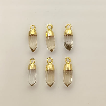 Boho Clear Quartz Spike Pendant Gold/Silver Electroplated Charm for Custom Jewelry Projects- Selling Per Piece