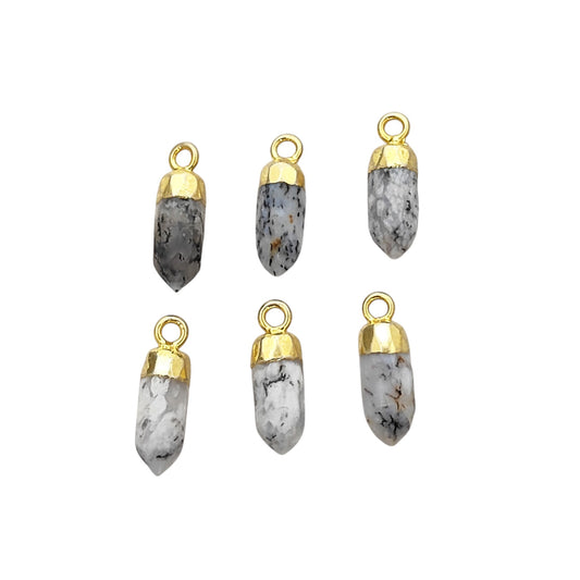 Dendritic Opal Crystal Spike Point Pendant Gold/Silver Electroplated for Spiritual DIY Jewelry Crafts- Selling Per Piece