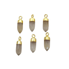 Gold/Silver Electroplated Capped Golden Rutile Pendant Natural Crystal Charm for Spiritual Jewelry Making