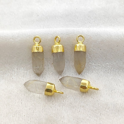Gold/Silver Electroplated Capped Golden Rutile Pendant Natural Crystal Charm for Spiritual Jewelry Making