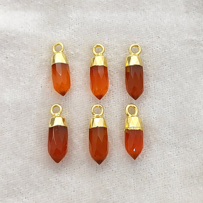 Boho Carnelian Spike Pendant Natural Gemstone Charm in Gold/Silver Electroplated Cap for DIY Crafts- Selling Per Piece