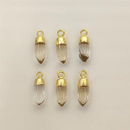 Clear Quartz Healing Spike Pendant – Gold Electroplated Charm for DIY Spiritual Jewelry