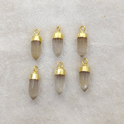 Handmade Golden Rutile Quartz Spike Pendant – Gold Trimmed Jewelry Charm
