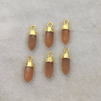 Gold Electroplated Peach Moonstone Pendant – Spike Healing Stone Charm for DIY Creations