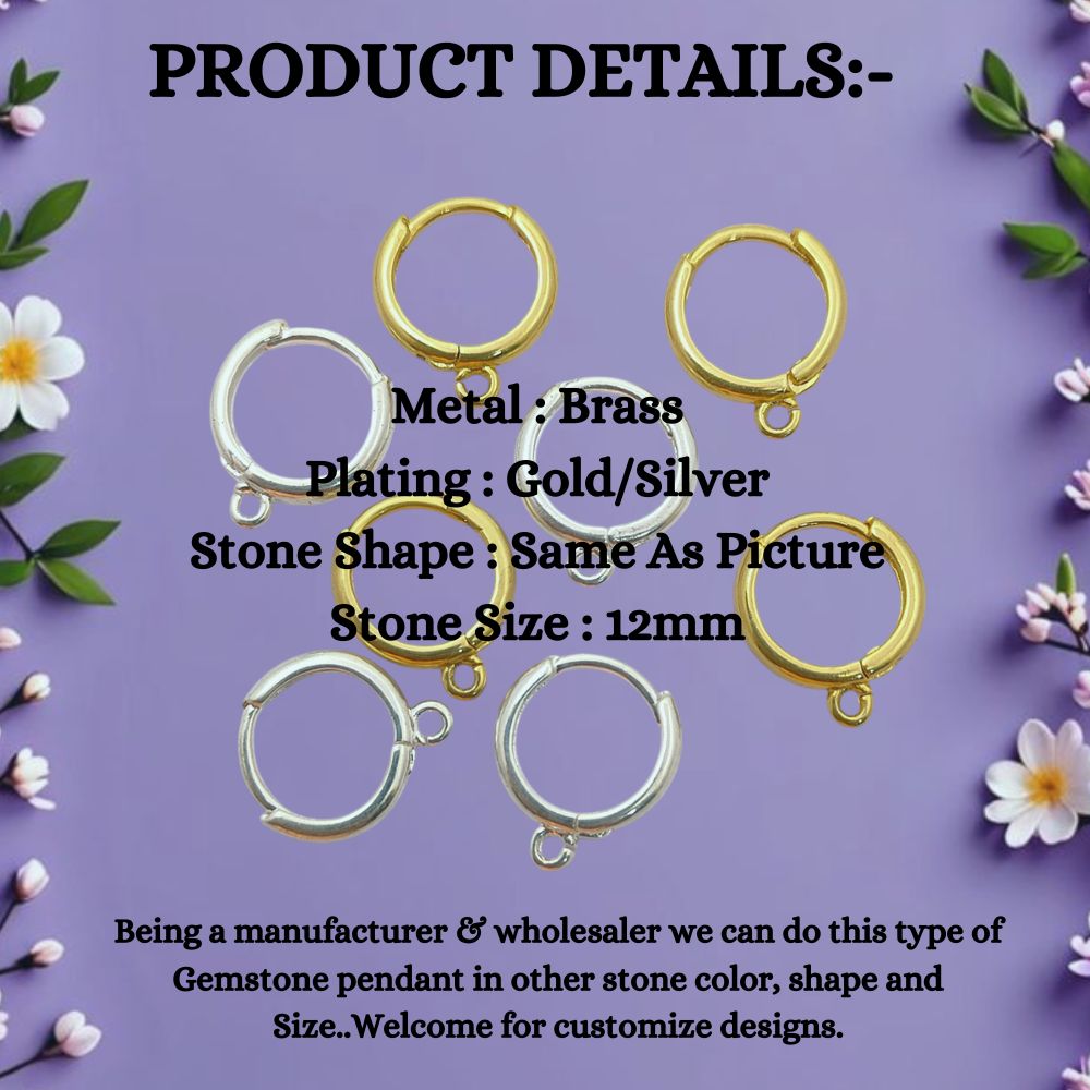 DIY Earring Making Supplies Gold & Silver Plated Single Loop Round Hoop Earrings, Metal Findings for Jewelry Crafting- Selling Per Piece