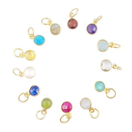 Gold Vermeil & Sterling Silver Labradorite Pendant Handmade 6mm Faceted Gemstone Necklace Charm for Her- Selling Per Piece