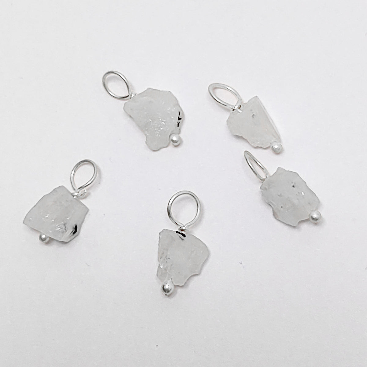 7-10mm Rainbow Moonstone Crystal Pendant Handmade Gemstone Charm in 925 Sterling Silver