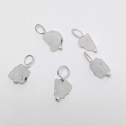 7-10mm Rainbow Moonstone Crystal Pendant Handmade Gemstone Charm in 925 Sterling Silver
