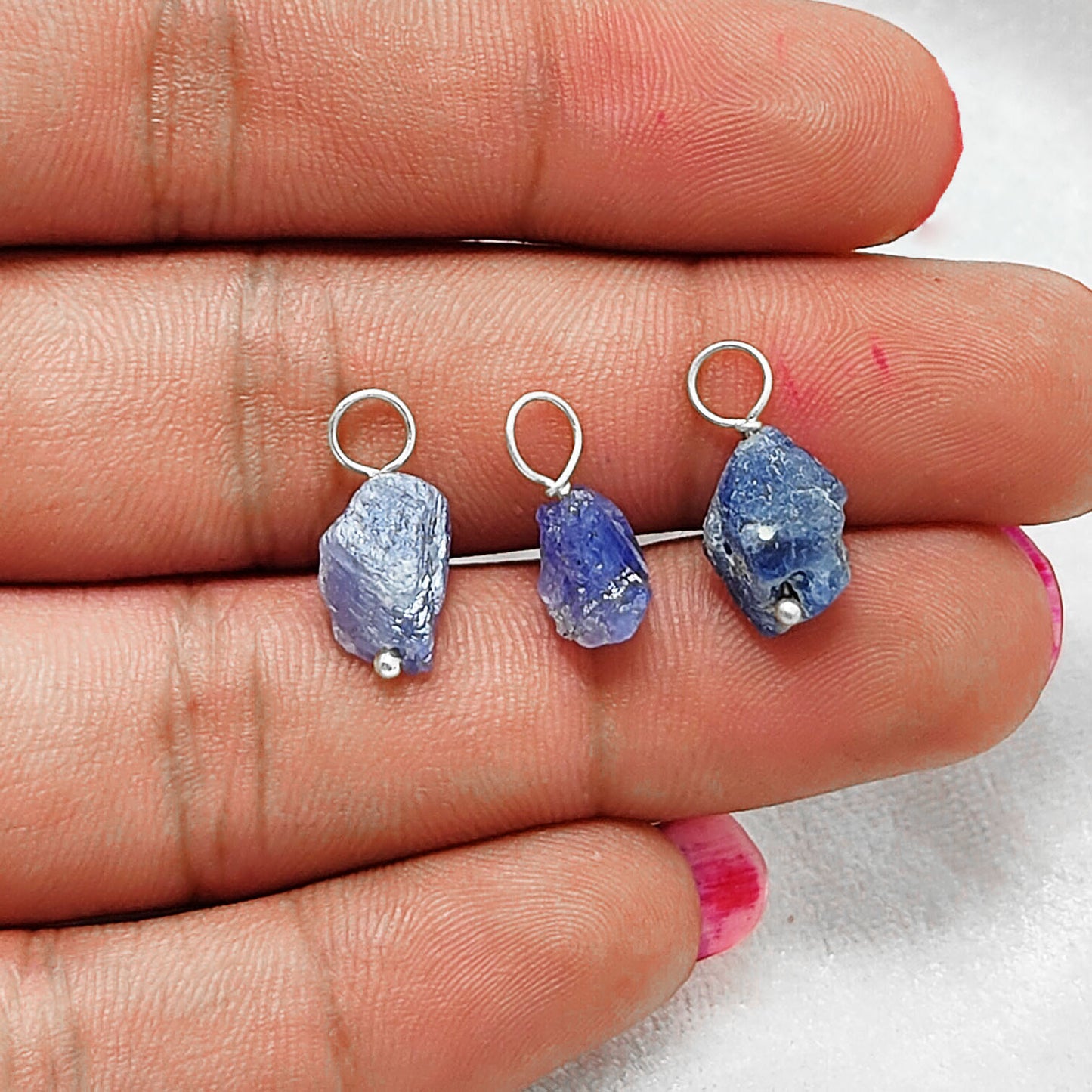 7–10mm Blue Tanzanite Pendant, Handmade 925 Silver Gemstone Charms for Necklace