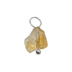 7–10mm Natural Citrine Pendant November Birthstone Raw Gemstone Charm Sterling Silver Wire Wrapped Jewelry Supply