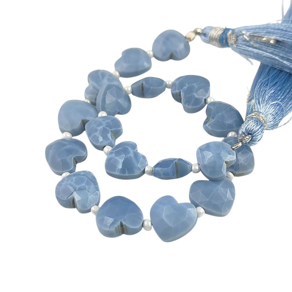 Blue Opal Faceted Heart Beads