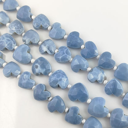 8-9 mm Blue Opals Faceted Heart Shape Gemstone Beads Perfect for Necklaces & Bracelets