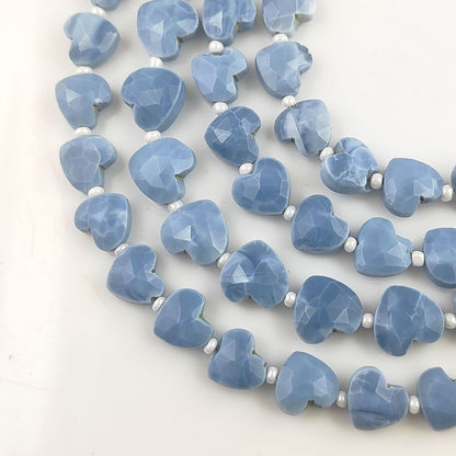 8-9 mm Blue Opals Faceted Heart Shape Gemstone Beads Perfect for Necklaces & Bracelets