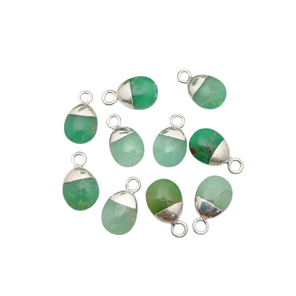 8–10mm Chrysoprase Smooth Spike Pendant Electroplated Gold/Silver Necklace & Bracelet Jewelry Charm