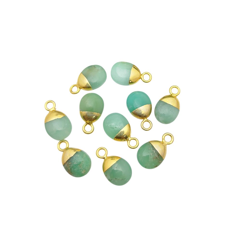 8–10mm Chrysoprase Smooth Spike Pendant Electroplated Gold/Silver Necklace & Bracelet Jewelry Charm