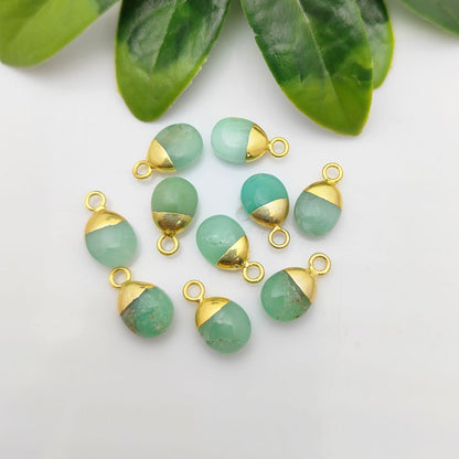 8–10mm Chrysoprase Smooth Spike Pendant Electroplated Gold/Silver Necklace & Bracelet Jewelry Charm