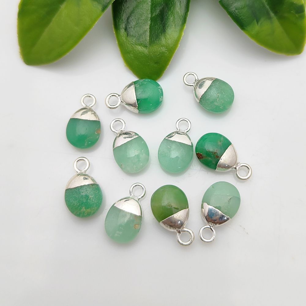 8–10mm Chrysoprase Smooth Spike Pendant Electroplated Gold/Silver Necklace & Bracelet Jewelry Charm