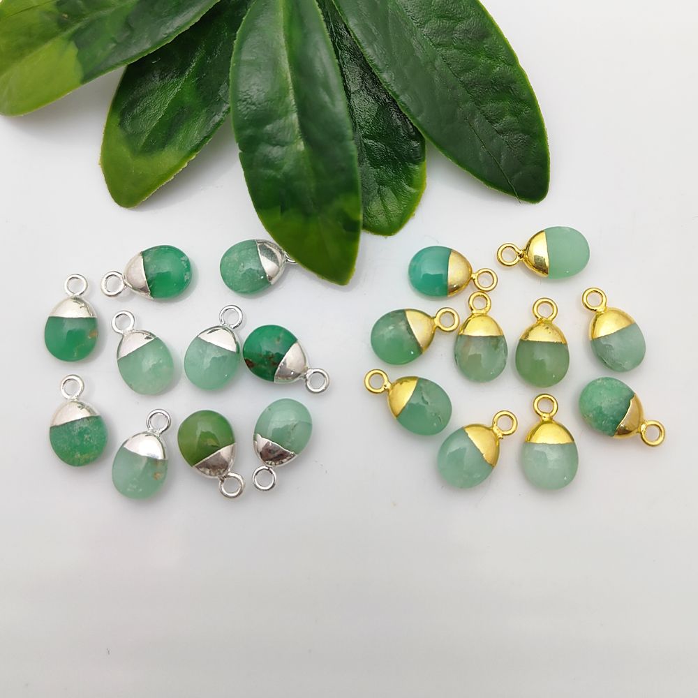 8–10mm Chrysoprase Smooth Spike Pendant Electroplated Gold/Silver Necklace & Bracelet Jewelry Charm