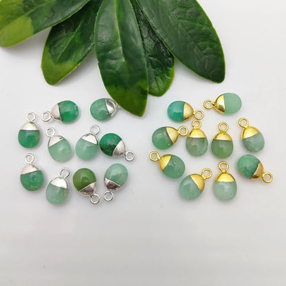 8–10mm Chrysoprase Smooth Spike Pendant Electroplated Gold/Silver Necklace & Bracelet Jewelry Charm