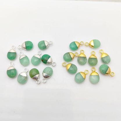 8–10mm Chrysoprase Smooth Spike Pendant Electroplated Gold/Silver Necklace & Bracelet Jewelry Charm
