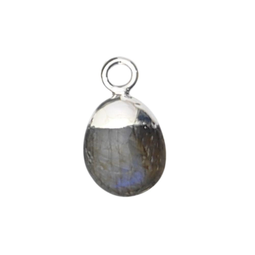 8–10mm Crystal Pendant Labradorite Blue Flash Spike Charm with Gold or Silver Plated Cap for DIY Jewelry Making