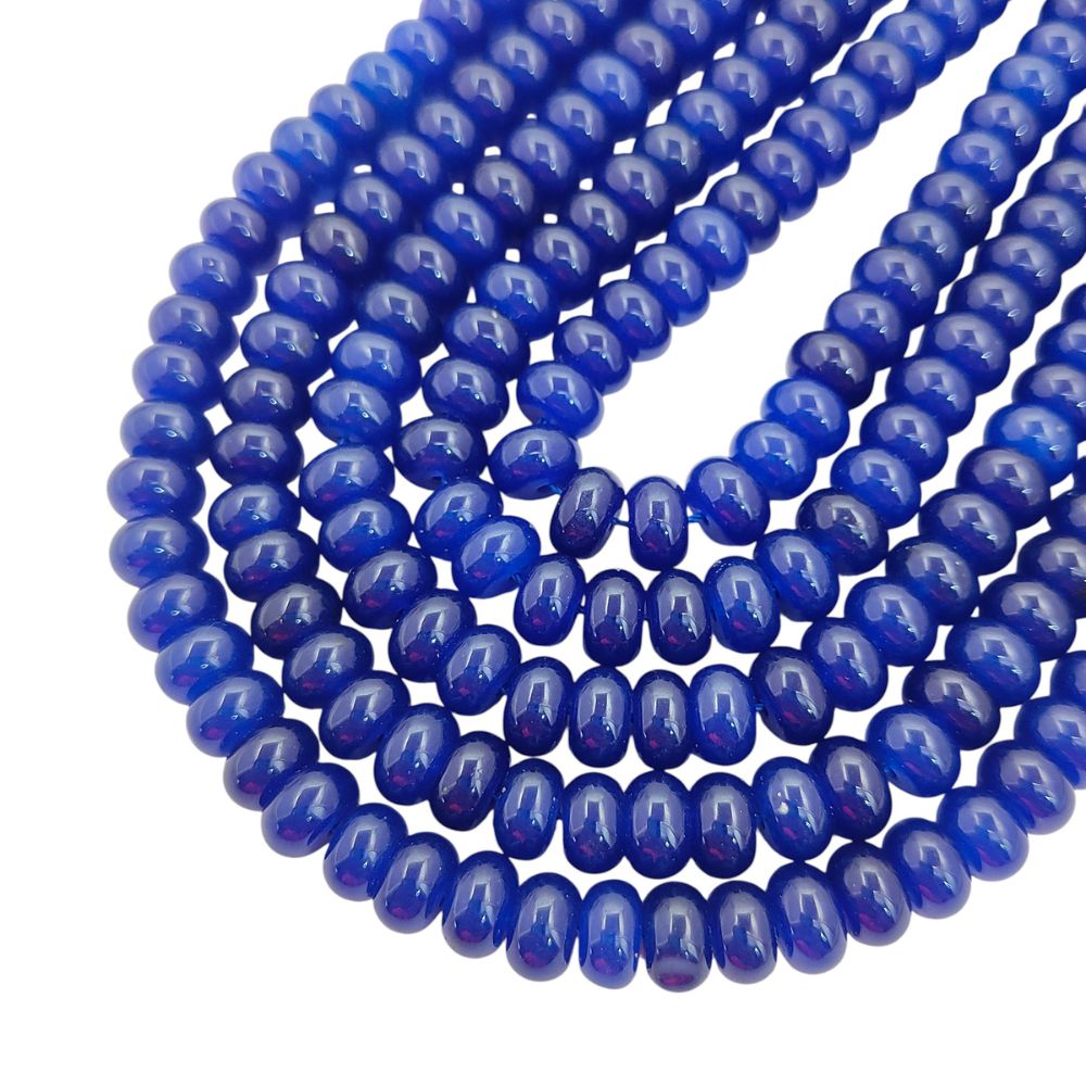 8mm Blue Sapphire Quartz Rondelle Beads Smooth Loose Gemstone Strand for DIY Bracelets & Necklaces