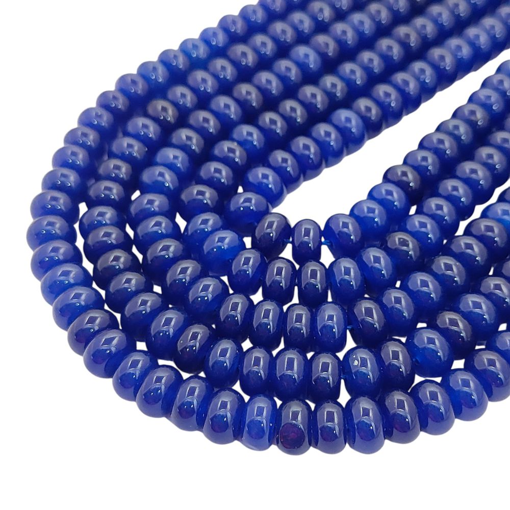 8mm Blue Sapphire Quartz Rondelle Beads Smooth Loose Gemstone Strand for DIY Bracelets & Necklaces