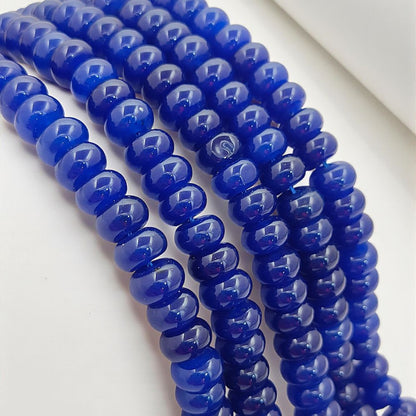 8mm Blue Sapphire Quartz Rondelle Beads Smooth Loose Gemstone Strand for DIY Bracelets & Necklaces
