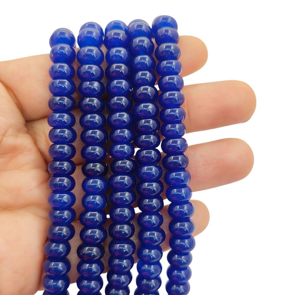 8mm Blue Sapphire Quartz Rondelle Beads Smooth Loose Gemstone Strand for DIY Bracelets & Necklaces