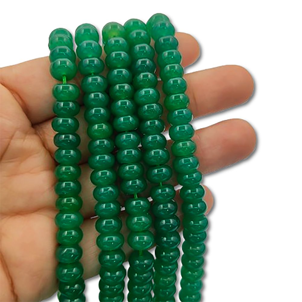 8mm Green Onyx Rondelle Beads Strand Premium Smooth Gemstones for Jewelry Making