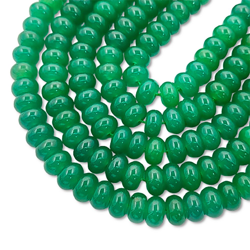 8mm Green Onyx Rondelle Beads Strand Premium Smooth Gemstones for Jewelry Making