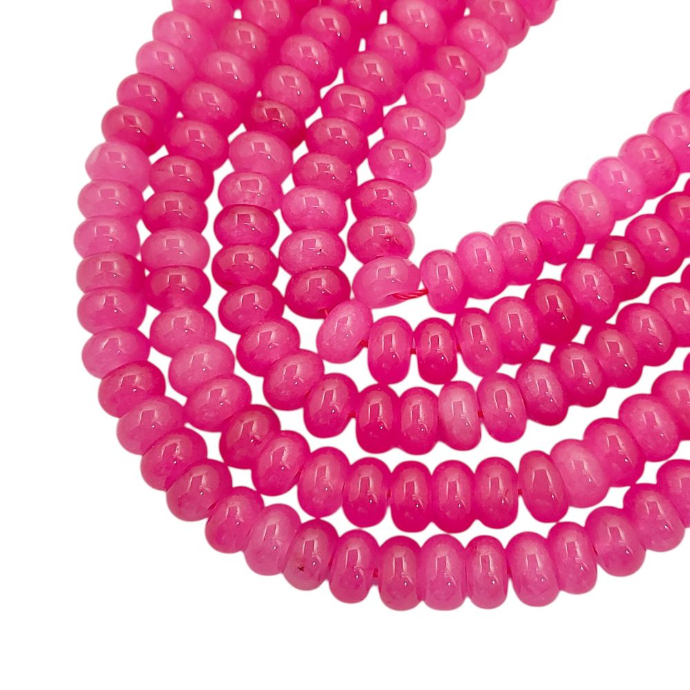8mm Hot Pink Chalcedony Rondelle Beads Loose Natural Gemstones for Jewelry Designers