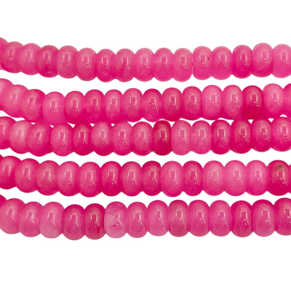 8mm Hot Pink Chalcedony Rondelle Beads Loose Natural Gemstones for Jewelry Designers