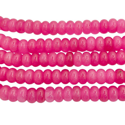 8mm Hot Pink Chalcedony Rondelle Beads Loose Natural Gemstones for Jewelry Designers