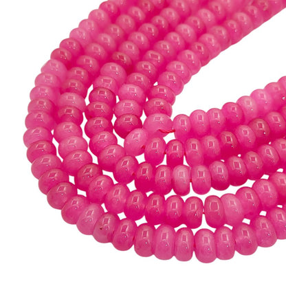 8mm Hot Pink Chalcedony Rondelle Beads Loose Natural Gemstones for Jewelry Designers