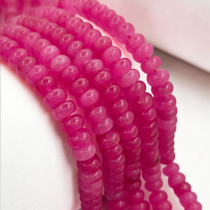 8mm Hot Pink Chalcedony Rondelle Beads Loose Natural Gemstones for Jewelry Designers