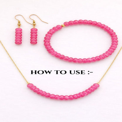 8mm Hot Pink Chalcedony Rondelle Beads Loose Natural Gemstones for Jewelry Designers
